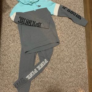 Pink hoodie leggings small medium